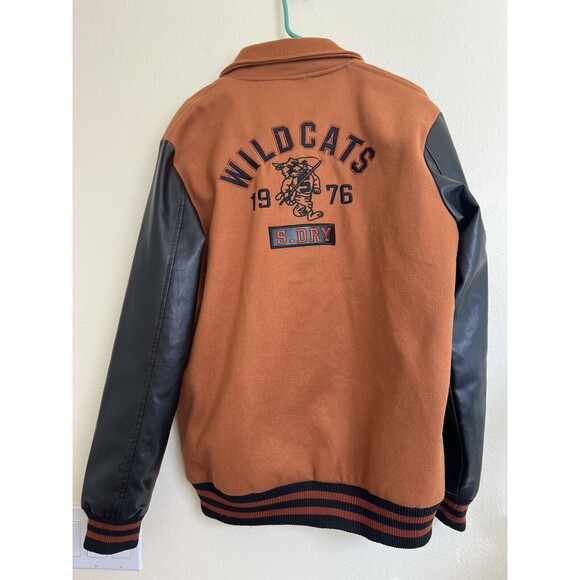 Superdry Mixed Varsity College Bomber Jacket Marroon W Black LA Wildcats